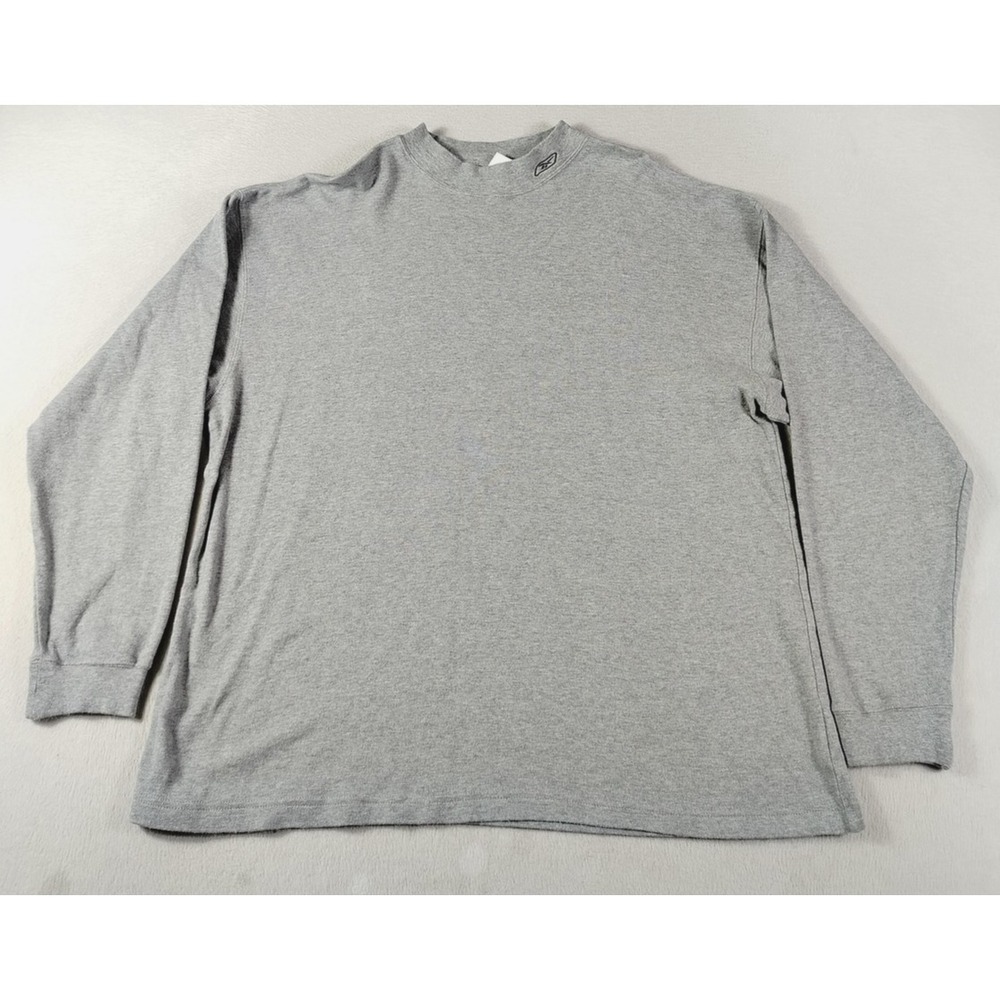 Vintage Reebok Shirt Mens Large Gray Long Sleeve Mock Neck Blank Athletic Y2K
